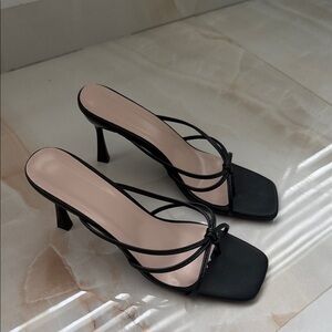 Elegant Black Strappy Kitten Heels